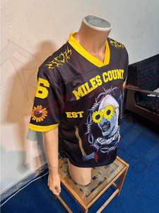 Camiseta de Fútbol Sublimada Personalizada del Condado de Miles, Unisex, Cuello en V, Ecológica, Transpirable, de Secado Rápido - Product Image 3