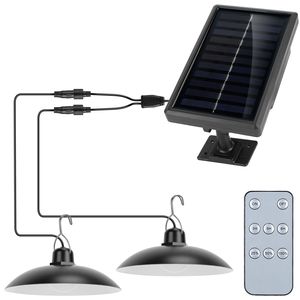 Lampada Solare a Doppia Testa per Capanno con Sensore Crepuscolare e Timer, Dimmerabile, Telecomando, Impermeabile IP65, Illuminazione Esterna Intelligente - Product Image 1