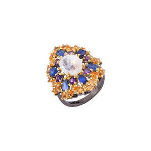 Anillos Finos de Plata de Ley 925 con Piedra Lunar Arcoíris Natural Facetada, Joyería Fina Personalizada para Fiestas y Bodas - Product Image 1