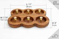Geprüfte Handgefertigte Rechteckige Gewürzbox Masala Dabba aus Akazienholz mit Metall-Acryl-Deckel 6 Fächer Auslaufsicher Lebensmittelecht