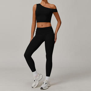 Conjunto de Yoga para Mujer de 2 Piezas, Ajuste Ceñido, Estilo Sexy y Club, Ropa Deportiva de Spandex/Poliéster, Secado Rápido, Transpirable, Elástica, con Logotipo Personalizado - Product Image 2