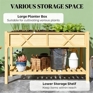 Jardinière surélevée en bois naturel avec bac de plantation pour une utilisation en extérieur ou en intérieur - Product Image 2