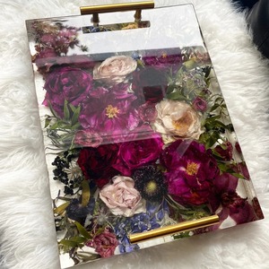 Bandeja de Servir de Resina Hecha a Mano, Duradera y Más Vendida, con Diseño Floral Pintado a Mano, Diseño Cuadrado Tradicional, para Comida, Té, Café, Bodas - Product Image 2