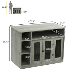 47\" Gray Dog <b>Crate</b> Furniture with <b>Storage</b> for Large Medium Size Dogs Pet Houses & Furniture - Product Image 2