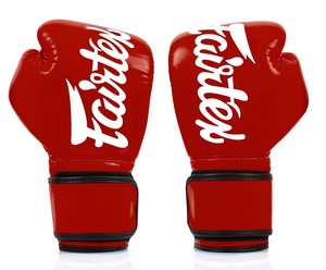 Gants de boxe professionnels Fairtex personnalisés en cuir véritable rouge – Équipement de combat et d'entraînement pour arts martiaux - Product Image 2