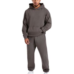 Mens Dark Gray Hoodie Tracksuit <b>Set</b> <b>Matching</b> Sweatpants <b>Jogger</b> Pants Two Piece Casual Sportswear Streetwear Pullover Hooded - Product Image 1