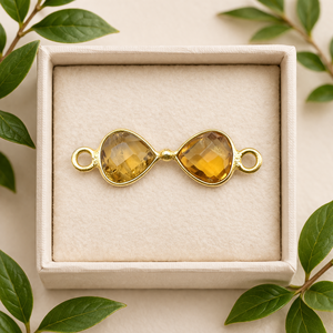 Connecteur en forme de cœur en citrine facettée |   Breloque en pierre précieuse pour bijoux DIY - Product Image 3