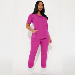 Conjuntos de Uniformes Médicos al por Mayor, Unisex, para Doctores y Enfermeras, Camiseta con Cuello en V, Pantalones, Dos Piezas, Lona, Logotipo Personalizado, Hospital - Product Image 1