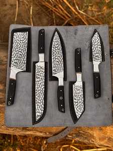 Ensemble de couteaux de chef professionnels de haute qualité avec manche en corne de bœuf en acier au carbone, logo personnalisé, kit de couteaux de cuisine japonais - Product Image 5