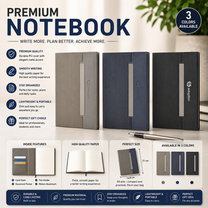 Carnet A5 Premium à Couverture Rigide avec Reliure Cousue, Design Portable, Porte-Stylo et Emplacements pour Cartes - Journal de Planification pour Usage Scolaire - Product Image 5