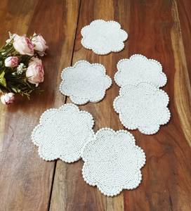 Premium <b>Beaded</b> <b>Placemat</b> Unique Designer White <b>Beaded</b> <b>Placemat</b> Glass Beads Modern tea coster Table Decoration Dining Room - Product Image 6