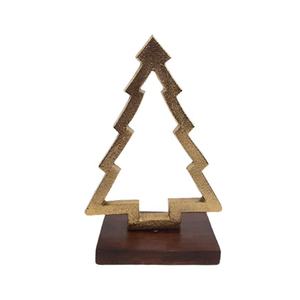 Gold Metal Christmas <b>Tree</b> Figurine on White <b>Marble</b> Base Elegant Modern Holiday Tabletop Sculpture Festive Home Decor - Product Image 4