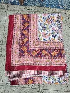 Luxury Handmade Kantha Stitch Bedcover Cotton Quilt Wholesaler and Manufacturer for Hotels Resorts Interior Projects and Orders - Product Image 2