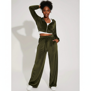 Conjunto de Sudadera y Pantalones de Terciopelo con Diamantes de Imitación Personalizados para Mujer, Sudadera con Capucha y Pantalones Deportivos Casuales - Product Image 6