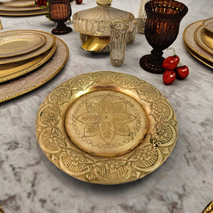 Vaisselle antique personnalisée en Offre Spéciale Style arabe plateau de service rond en métal en acier inoxydable plateau de présentation plateau d'anniversaire de mariage - Product Image 1