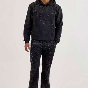 Sweat-shirts à strass, fabrication OEM, sweat-shirt en molleton de coton avec design en pierres brillantes, personnalisation de la marque disponible - Product Image 4