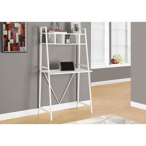 Scrivania Moderna per Ufficio Domestico con Ripiani Bianchi in Laminato per Laptop e Scaffali Portaoggetti - Product Image 5