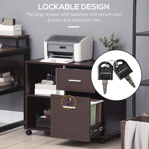 Mobiletto Portadocumenti in Noce con Ripiani Aperti e Cassetti per Documenti A4, Supporto per Stampante Domestica Assemblato - Product Image 6