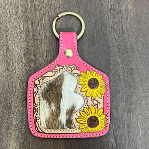 Nuevo Llavero de Cuero Grabado Personalizado con Diseño de Girasol, Estilo Western, Rústico, Floral, para Coche, Regalo para Mujeres y Hombres - Product Image 4