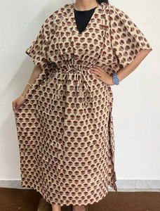 Cotton Printed <b>Kaftan</b> Maxi Dress for Women Featuring Colorful Designs and Easy Fit - Product Image 1