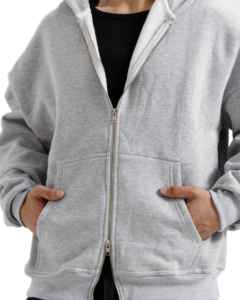 Sudadera con capucha premium para hombre con cremallera frontal completa, capucha ajustable, bolsillos laterales, puños acanalados, corte relajado, estilo casual para capas, detalles de estilo. - Product Image 3