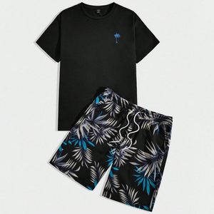 Ensemble décontracté 2 pièces vintage professionnel pour homme, t-shirt et short en coton 100 % écologique pour l'hiver - Product Image 3