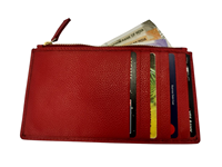 Dompet Wanita Kulit Sapi Merah Elegan WRIZA |   Desain Ramping dan Ringkas 7 Slot Kartu Anti RFID |   Perjalanan Pesta Linen Premium