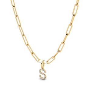 Colgante de Plata 925 con Letra S y Moissanita, con Cristales de Estrás Engastados, Cadena con Colgante, Unisex, Clásico, Regalo - Product Image 3