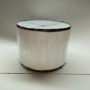 Abat-jour cylindrique en tissu blanc, design minimaliste, installation facile, accessoire de lampe avec supports harpes en coton lin blanc - Product Image 3