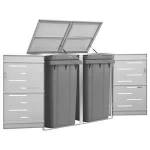Stainless Steel <b>Double</b> Wheelie <b>Bin</b> Shed 54.3\"x30.5\"x45.5\" for Efficient Storage Solution - Product Image 1
