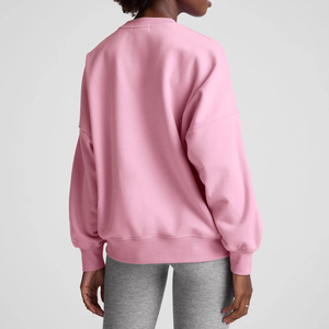 Sweat-shirts et sweats à capuche en molleton surdimensionnés pour femmes, col rond, logo personnalisable sur le devant, haute qualité, OEM - Product Image 2