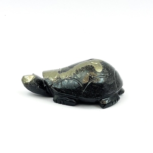 Tortue sculptée en pyrite Apache Chakralume naturelle, cristal de guérison en pyrite dorée pour Reiki, Feng Shui, décoration, vente en gros - Product Image 1