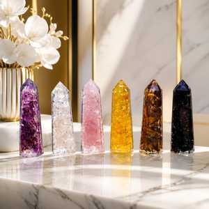 Natural Crystal <b>Orgonite</b> Healing Tower Energy Generator Point Chakra Meditation Reiki Home Decor Pendant Set - Product Image 3