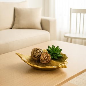 Plateau de service décoratif en aluminium en forme de feuille dorée pour fruits secs, plateau à collation, décoration d'intérieur, cadeau - Product Image 6