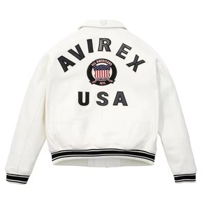 Avirex <b>Men's</b> Genuine Leather Bomber <b>Jacket</b> Breathable Windproof Custom Colors Winter Collection <b>White</b> Leather Avirex <b>Men</b> <b>Jackets</b> - Product Image 2