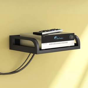 Support mural en bois d'ingénierie pour décodeur, étagère murale pour enceintes, routeur Wi-Fi, console de jeu, télécommande (Noir) - Product Image 1