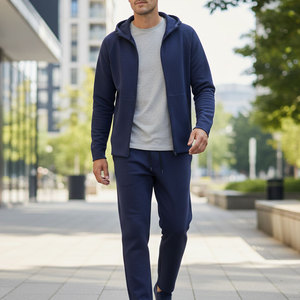 Mens Slim Fit Tracksuit <b>Zip</b> Hoodie Jogger Set Cotton Sportswear Custom Tracksuit Manufacturer - Product Image 6