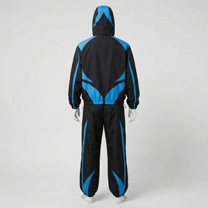 Conjunto Deportivo Unisex Reddito, Color Negro y Azul, Chaqueta Cortavientos con Cremallera Completa, Pantalones de Secado Rápido, Ropa de Invierno para Adultos, 100% - Product Image 3