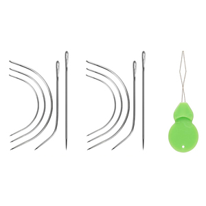 Lot d'aiguilles pour extensions capillaires en gros – Aiguilles de tissage courbées en C et droites en acier inoxydable de haute qualité avec outil enfile-boucle - Product Image 1