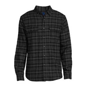 Men's Black Plaid Long Sleeve Casual <b>Shirt</b> Button Down <b>Collar</b> Full Sleeve Flannel Fabric Autumn Wear - Product Image 1