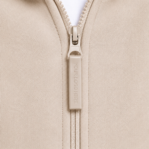 Ensemble de survêtement pour garçons avec sweat à capuche zippé et pantalon cargo beige uni, vêtements de sport décontractés pour enfants - Product Image 5