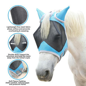 Produits d'équitation de qualité supérieure, masque anti-mouches confortable avec longue protection nasale, prix de gros, masque anti-mouches pour chevaux - Product Image 3