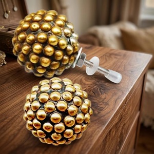 Golden Round Zinc Alloy <b>Drawer</b> Knobs for Dresser Cabinet Industrial Style Eco-Friendly Easy Installation Bedroom & Home Office - Product Image 1