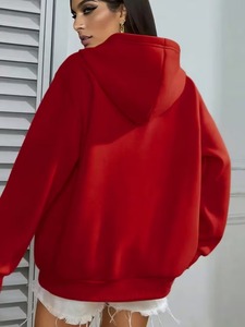 Sudadera Corta Personalizada con Cierre de Cremallera para Mujer, Sudadera con Capucha de Felpa Suave, Hombros Caídos, Estilo Moderno - Product Image 2