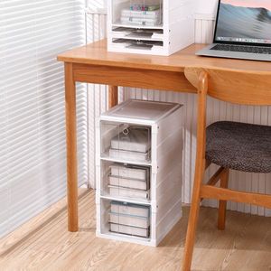 Organizzatore per Scarpe a 3 Livelli in Plastica Bianca Impilabile, Contenitori Pieghevoli per Sneaker, Portascarpe per Armadio - Product Image 3