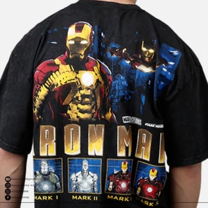 Iron Man <b>Marvel</b> Studios Oversized Men's T-Shirt Short Sleeve Cotton Jersey Character <b>Print</b> Casual O-Neck Front Logo - Product Image 6