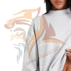 Sweat-shirt surdimensionné personnalisé pour femme, à épaules tombantes, couleur unie, manches longues, en molleton, design simple - Product Image 3