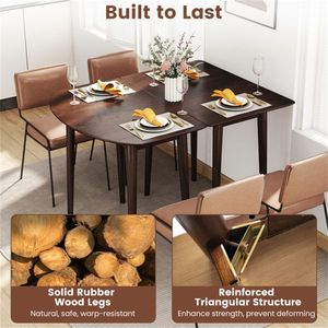 Juego de Mesa de Comedor Extensible de Nogal de 45 Pulgadas, Convertible en 2 Mesas Redondas a Ovaladas para 4-6 Personas - Product Image 5