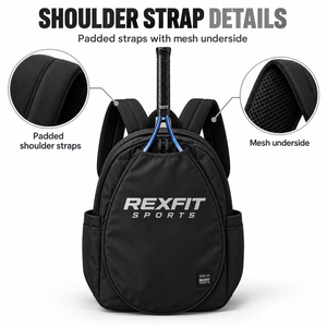 Sac à raquettes de sport REXFIT avec panneau frontal incurvé, sac de transport pour équipement sportif, fermeture éclair, sac à raquettes personnalisé - Product Image 6
