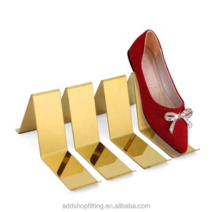 Luxury Gold Metal <b>Shoe</b> Display Rack Freestanding Bracket Shelf for High Heels Glam Style Polished Finish - Product Image 4